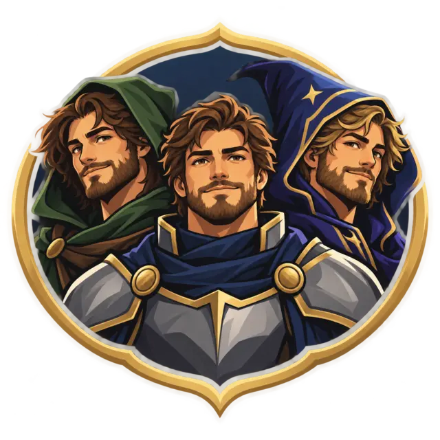 The JBro Studio crest: three brothers as a ranger, a knight and a wizard